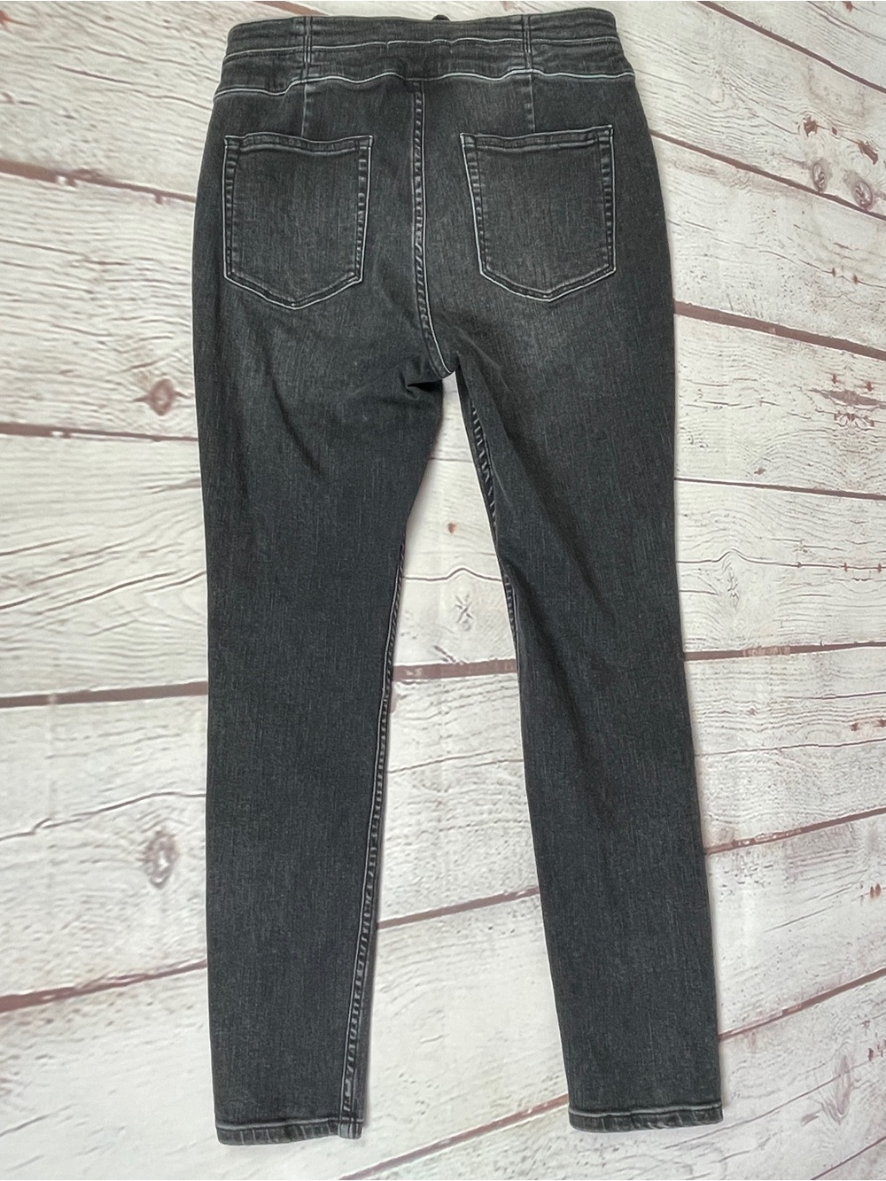 WE THE FREE CRVY charcoal gray lace-up high-waist skinny stretchy jeans, size 29 - Picture 9 of 16
